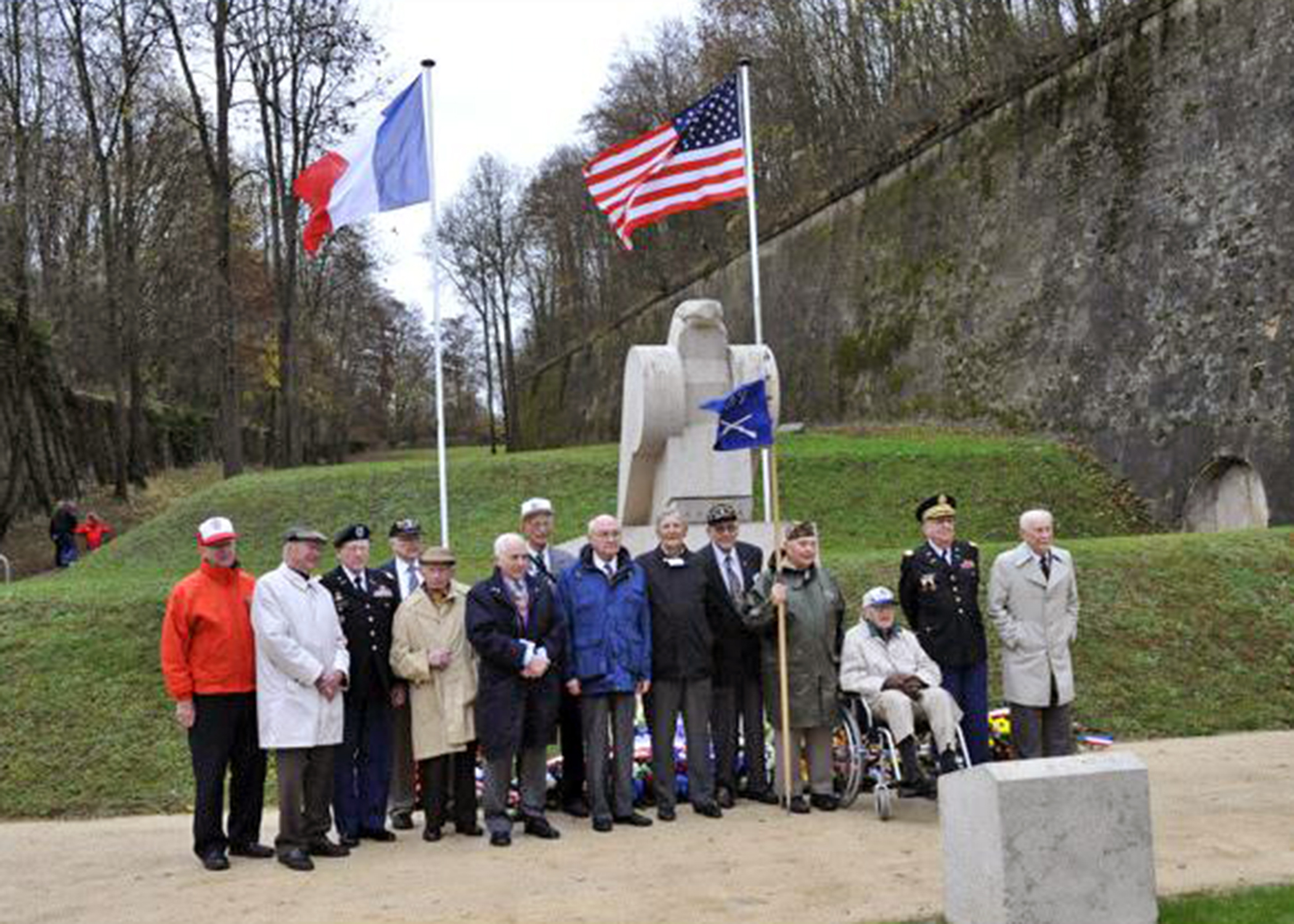 Group of veterans at the 95th Infantry Division's Eagle at Fort Bellecroix in 2009