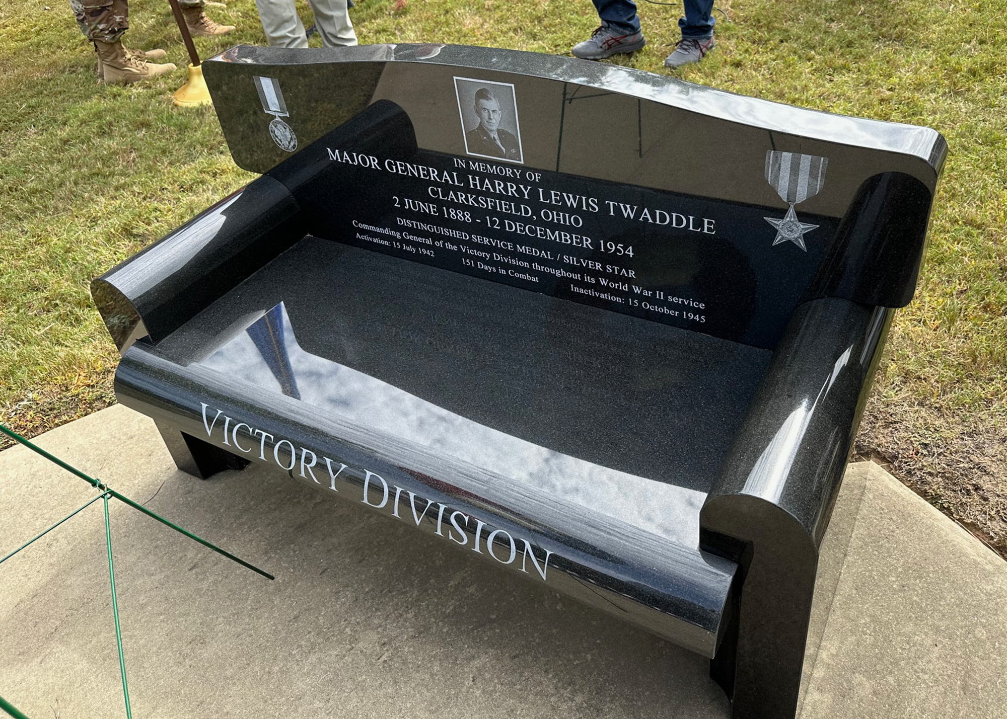 Bench at Fort Benning honoring Major General Harry Twaddle