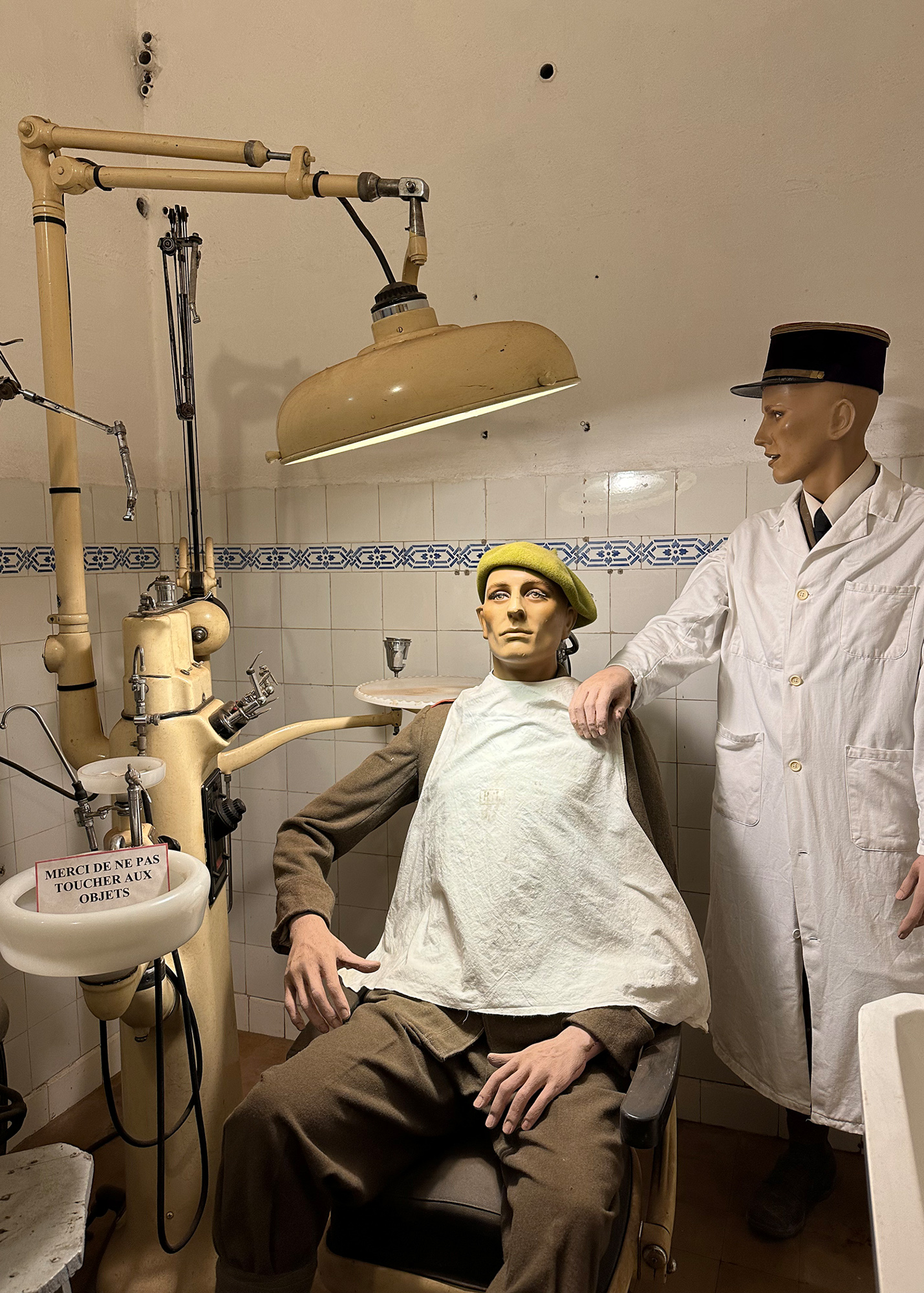 In 1940, while still under French control, the official strength of Fort Hackenberg was 42 officers and 1040 men. During our tour, we were able to view refurbished kitchen and medical facilities such as this dental office.