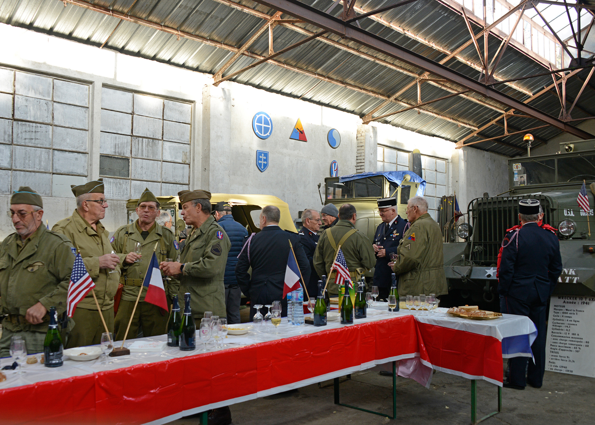 A reception was held in the CEVM motorpool following the commemorations in Vigy.