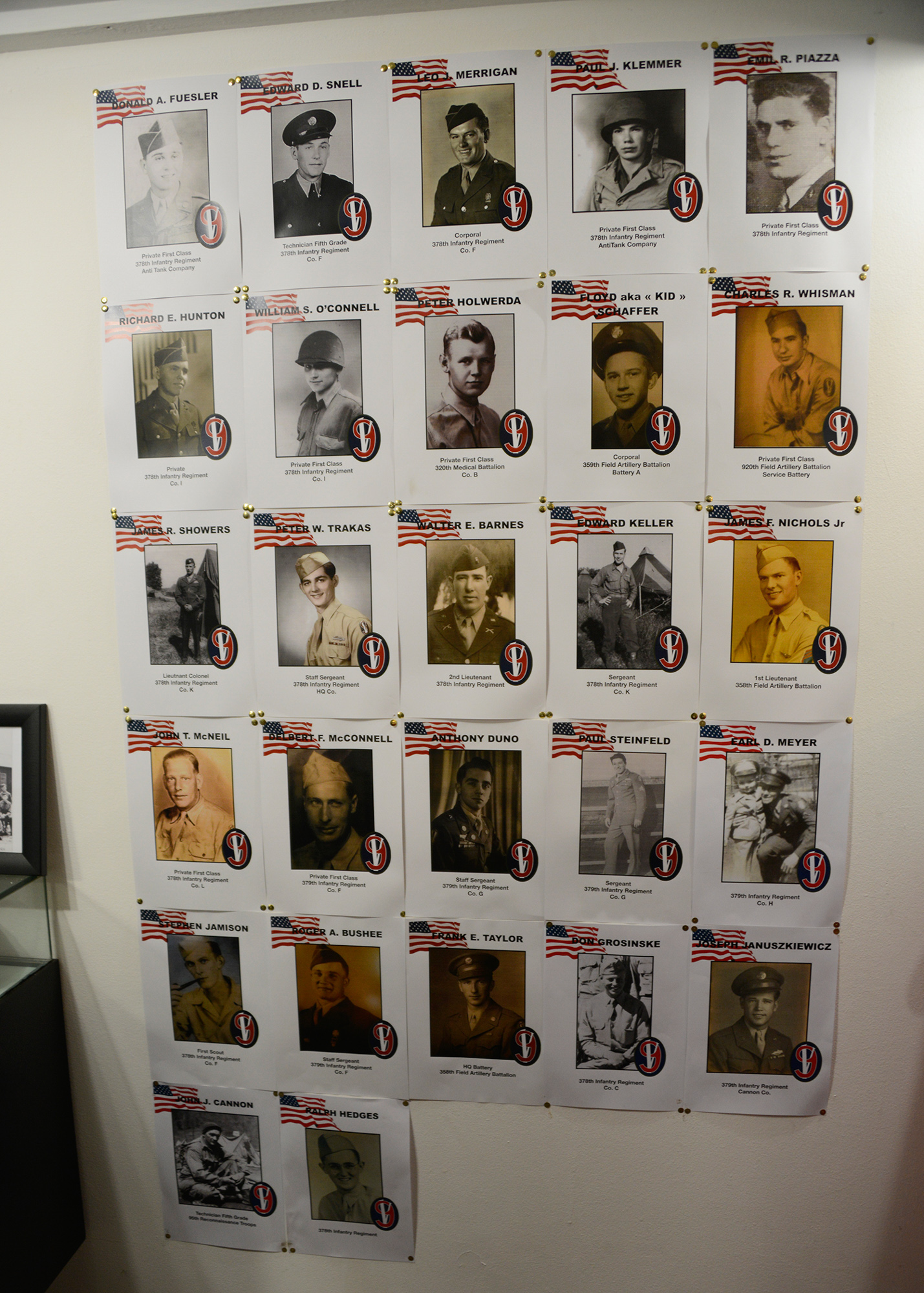 Within the museum at the C.L.V.M.A. motorpool is a collection of photos of soldiers from the 95th ID in World War II. These men hold a very special place in the hearts of members of the C.L.V.M.A. because these liberators helped to secure freedom from tyranny in their hometowns throughout Lorraine. As the C.L.V.M.A. receives more photos of the Iron Men of Metz, they add to their 95th wall of honor.