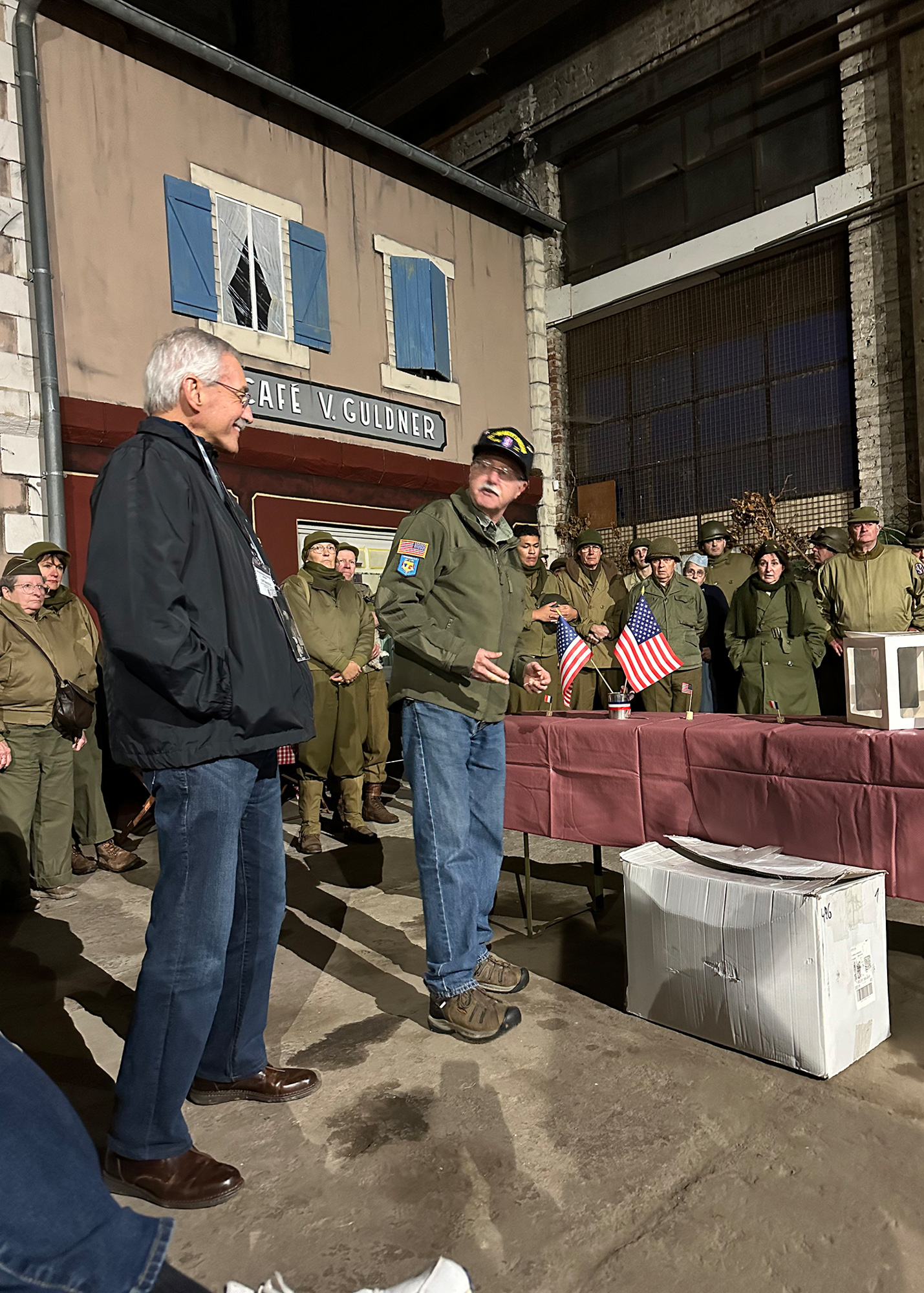 On behalf of the 95th Division Legacy Association and the 95th Division Foundation, Clif Twaddle and Mike Flora present members of the C.L.V.M.A. with 95th caps. The C.L.V.M.A. is a charter member of the Association, and the three organizations work together closely on many projects recognizing the 95th’s Iron Men.
