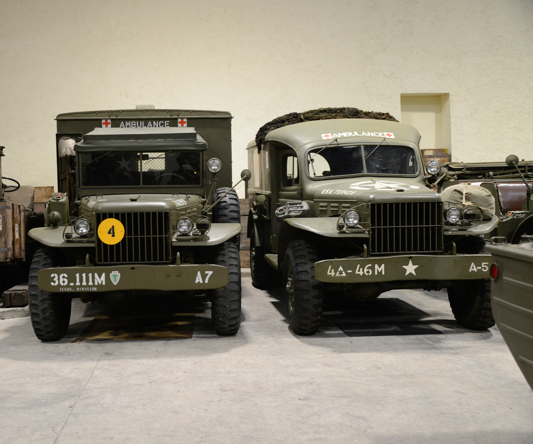 At JEEPEST, we visited the owner's private collection of WWII military vehicles which includes these ambulances, a Dodge WC64 KD and a Dodge WC54.