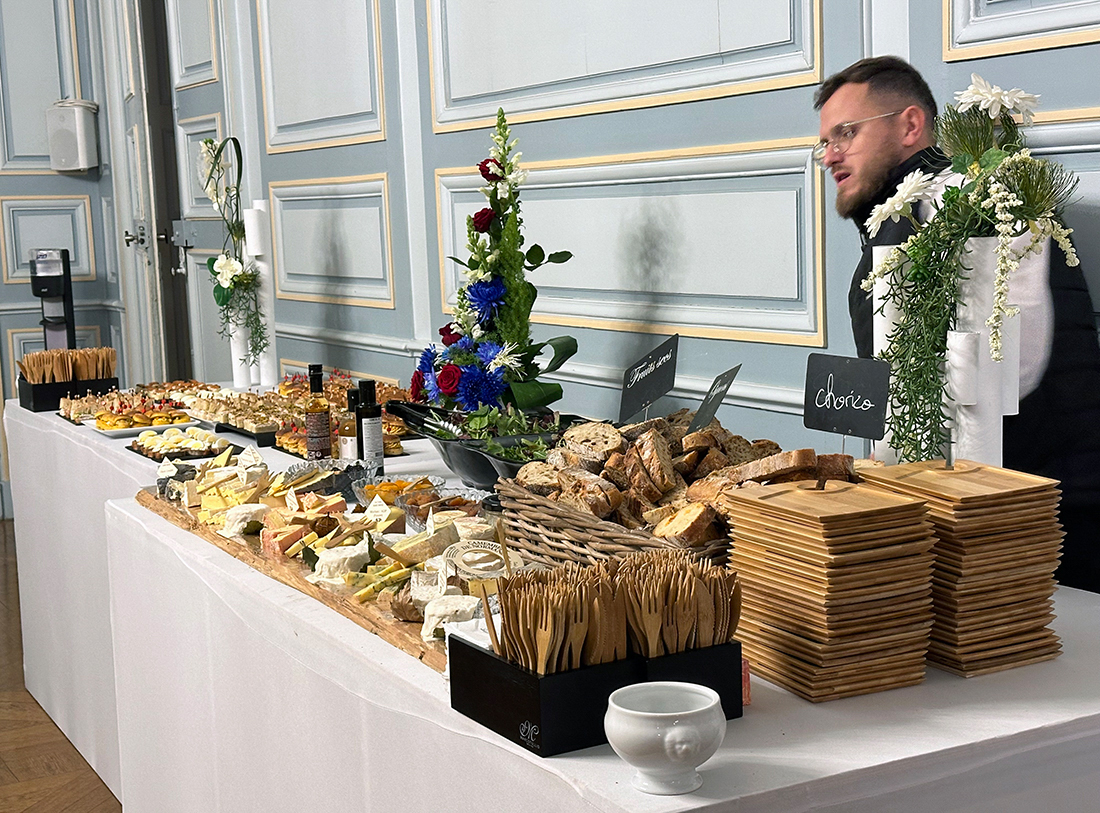 A wide variety of cheeses, breads, sandwiches and pastries were available at the reception.