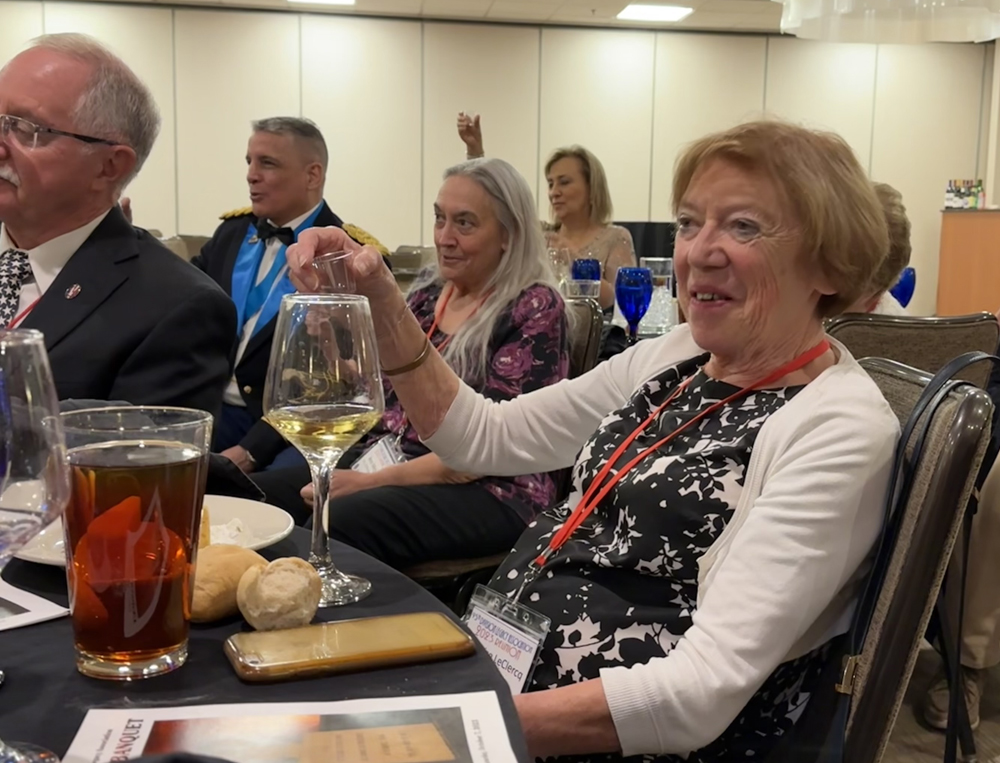 Françoise Leclercq joins other attendees at the Formal Banquet and participates in Ceo Bauer’s infamous Mirabelle toast.