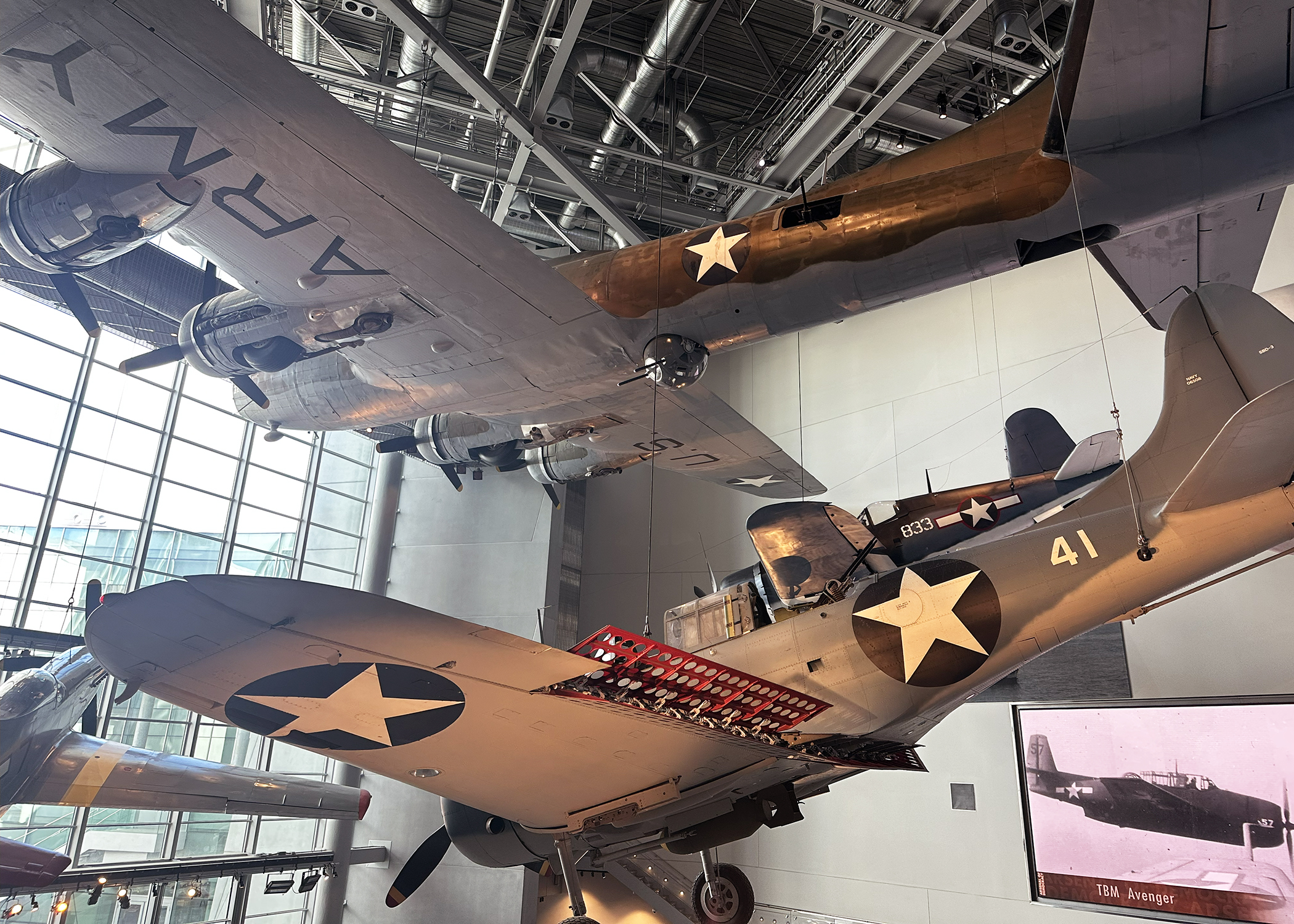 B17 Flying Fortress (top); SBD-5 Dauntless dive bomber (bottom)
