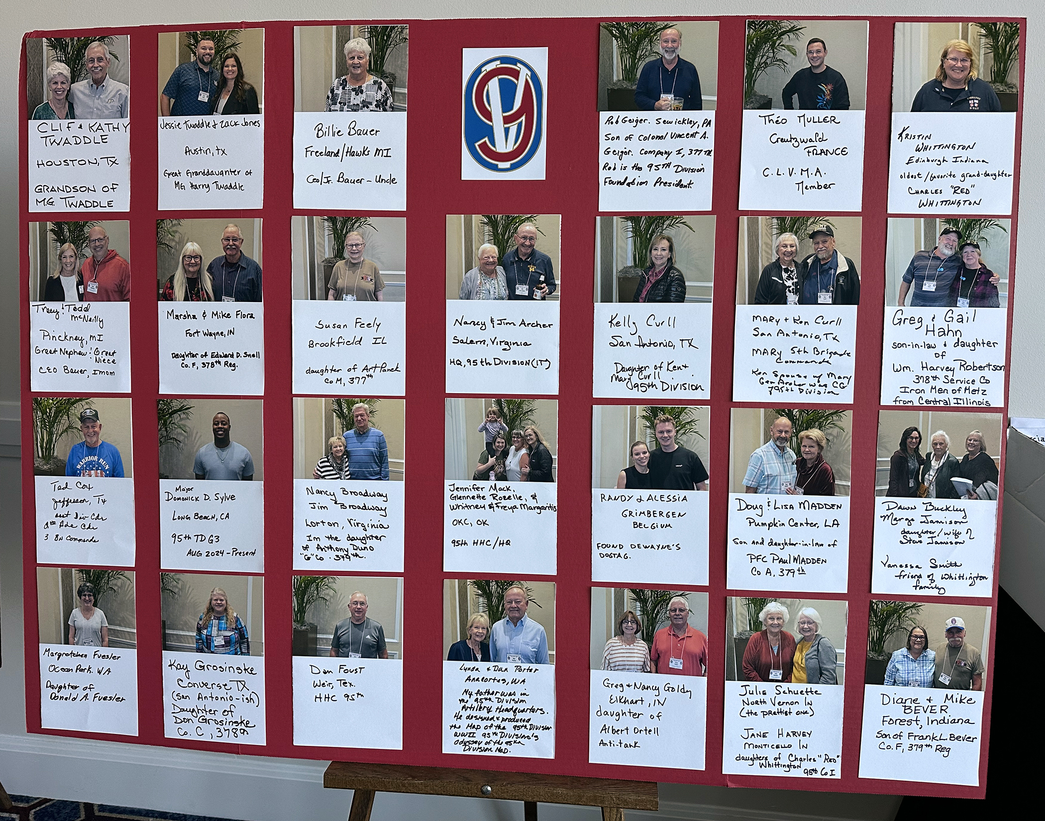 Names and photos of most attendees of the 75th Reunion. Board 1.