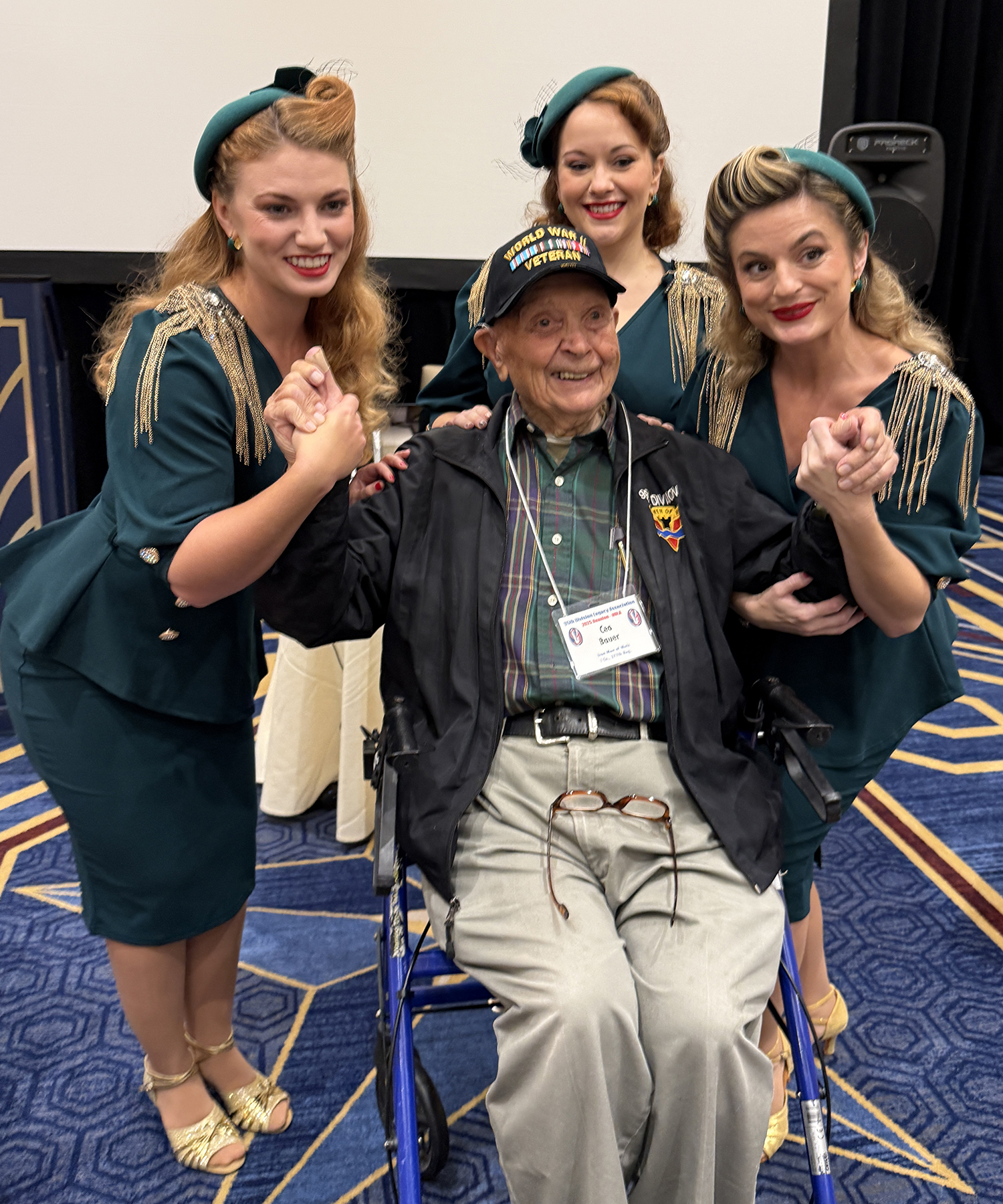 Ceo Bauer with the Victory Belles from the National WWII Museum.