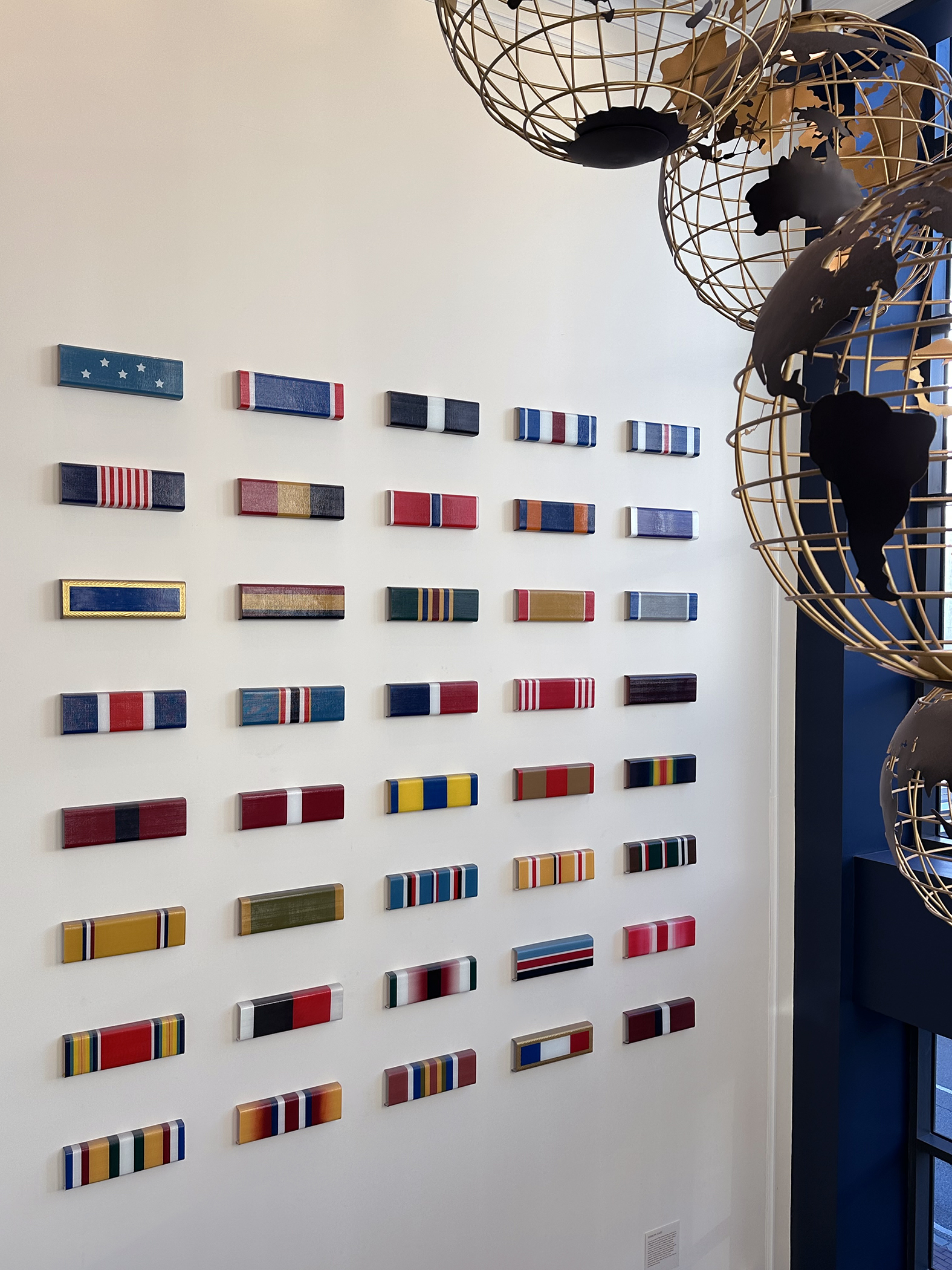 Display of ribbons awarded during WWII.