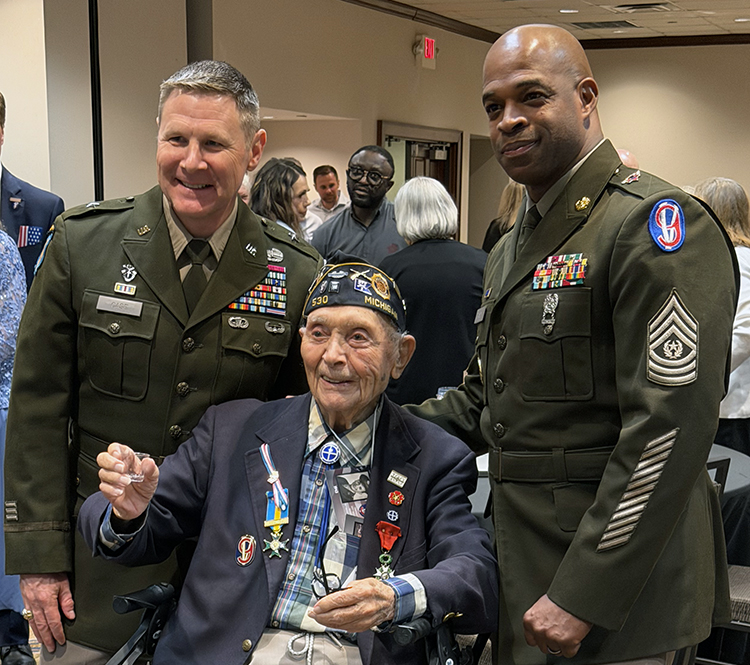 Iron Man Ceo Bauer is with BG Case and CSM Raney after the Formal Banquet, Saturday, Aug. 22, 2026.
